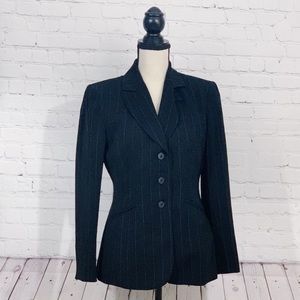 Kasper Black/White Striped Blazer Size 6P